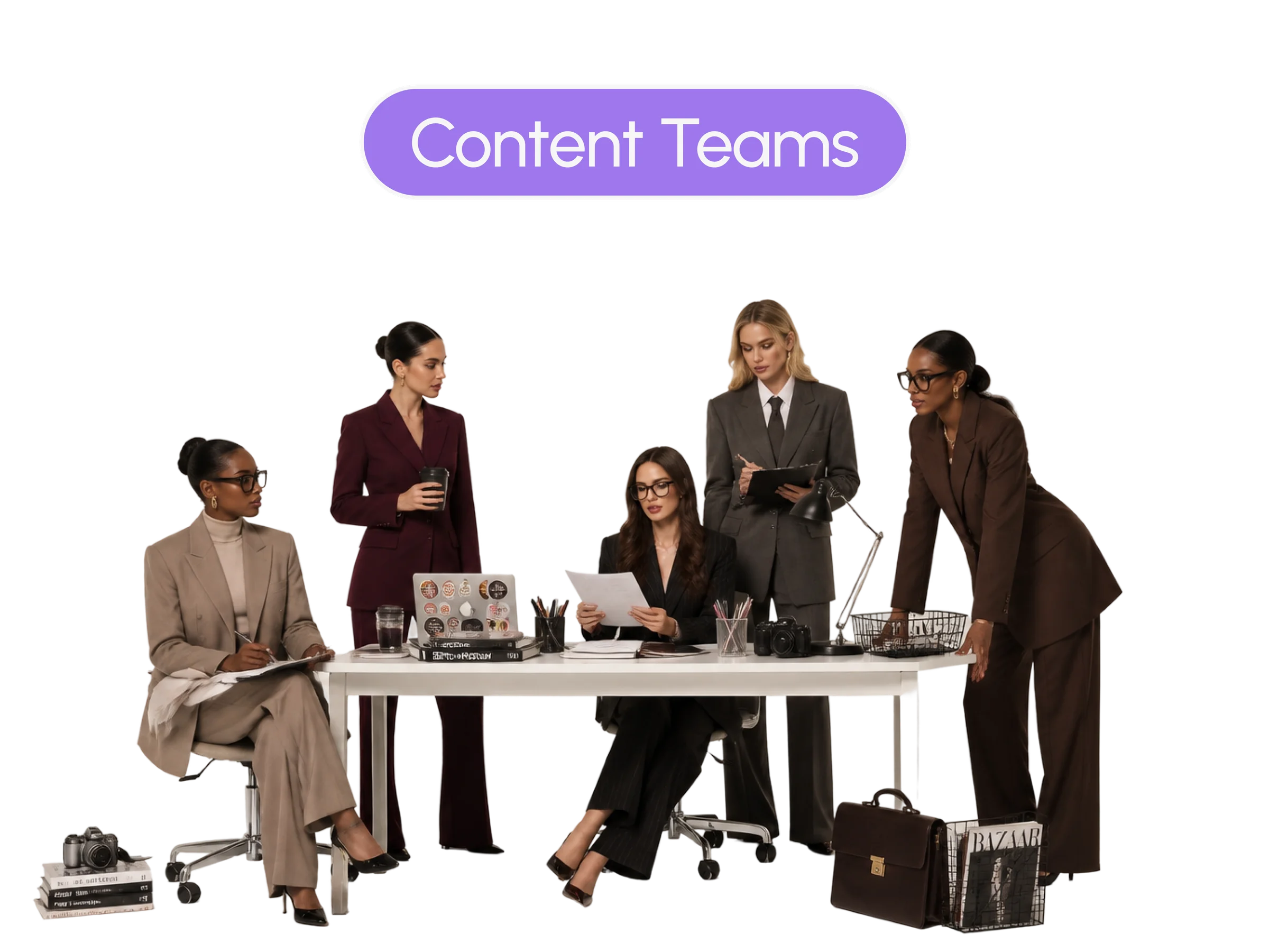 A content team working around one table